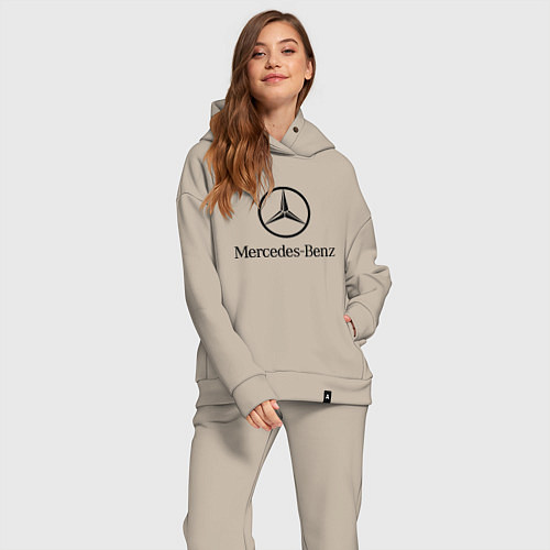 Женский костюм оверсайз Logo Mercedes-Benz / Миндальный – фото 2