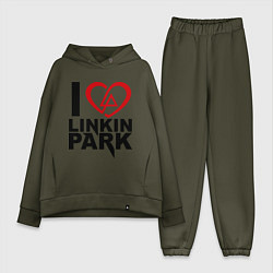 Женский костюм оверсайз I love Linkin Park, цвет: хаки
