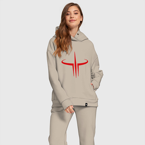 Женский костюм оверсайз Quake logo / Миндальный – фото 2