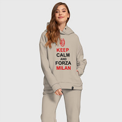 Женский костюм оверсайз Keep Calm & Forza Milan, цвет: миндальный — фото 2