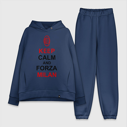 Женский костюм оверсайз Keep Calm & Forza Milan / Тёмно-синий – фото 1