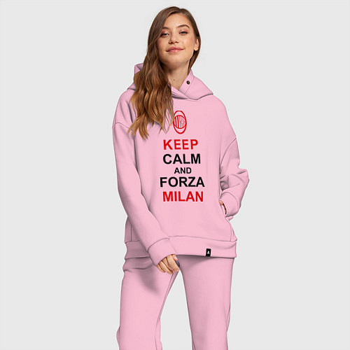 Женский костюм оверсайз Keep Calm & Forza Milan / Светло-розовый – фото 2