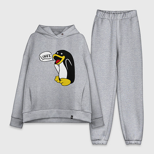 Женский костюм оверсайз Пингвин: Linux / Меланж – фото 1