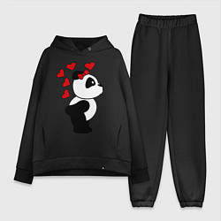 Женский костюм оверсайз Поцелуй панды: для нее, цвет: черный