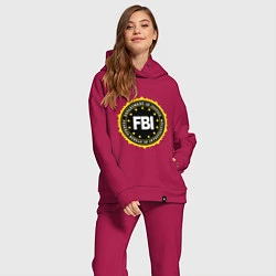 Женский костюм оверсайз FBI Departament, цвет: маджента — фото 2