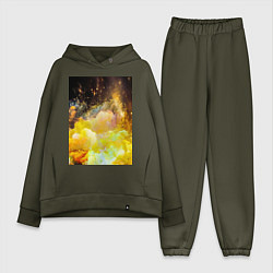 Женский костюм оверсайз Желтая краска, цвет: хаки