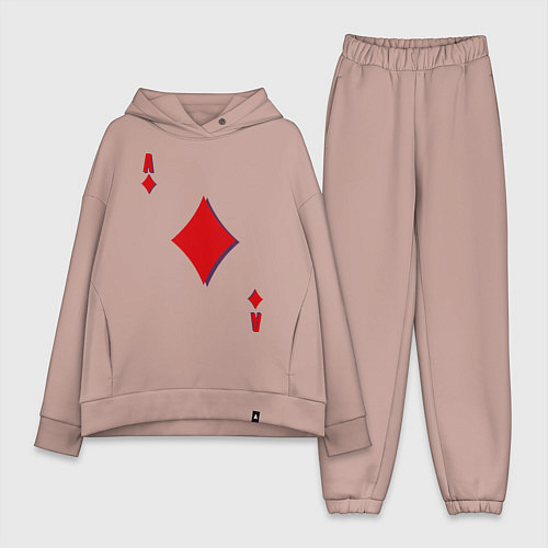 Женский костюм оверсайз Бубновый туз / Пыльно-розовый – фото 1