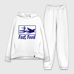 Женский костюм оверсайз Shark fast food, цвет: белый
