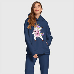 Женский костюм оверсайз Dabbing Unicorn, цвет: тёмно-синий — фото 2