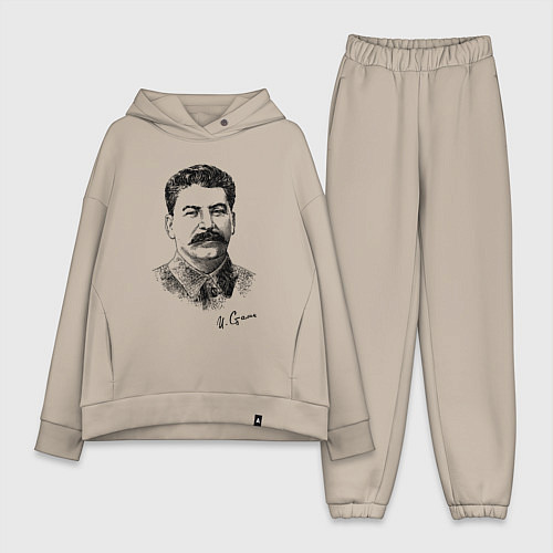 Женский костюм оверсайз Товарищ Сталин / Миндальный – фото 1