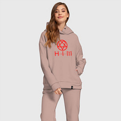 Женский костюм оверсайз HIM LOGO RED, цвет: пыльно-розовый — фото 2