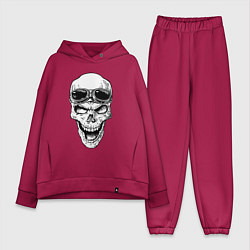 Женский костюм оверсайз Skull and glasses, цвет: маджента