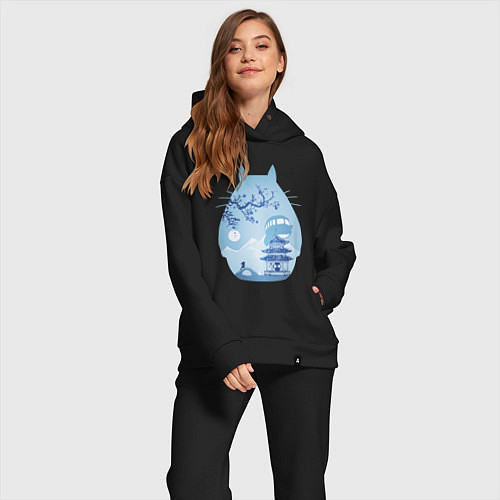 Женский костюм оверсайз Тоторо Миядзаки / Черный – фото 2