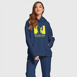 Женский костюм оверсайз VANSAMA OFFICIAL Yellow, цвет: тёмно-синий — фото 2