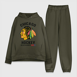 Женский костюм оверсайз CHICAGO BLACKHAWKS NHL, цвет: хаки