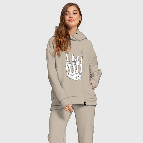 Женский костюм оверсайз Рок до самого конца / Миндальный – фото 2