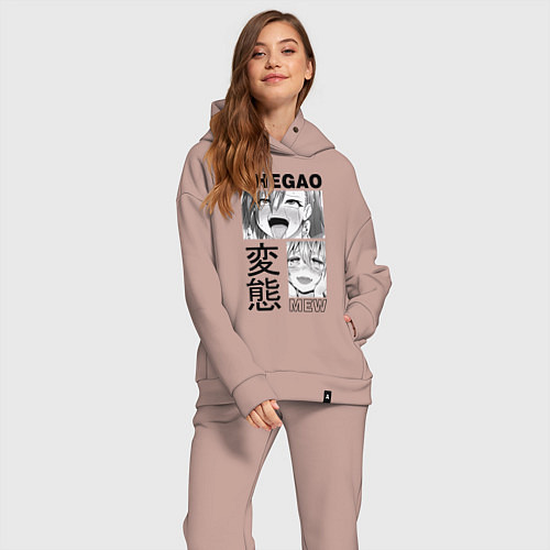 Женский костюм оверсайз Ahegao / Пыльно-розовый – фото 2