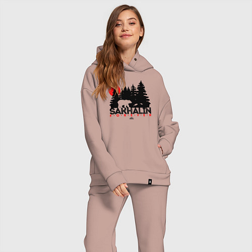 Женский костюм оверсайз Sakhalin forever / Пыльно-розовый – фото 2