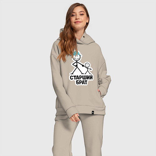 Женский костюм оверсайз Старший брат / Миндальный – фото 2