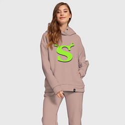 Женский костюм оверсайз Shrek: Logo S, цвет: пыльно-розовый — фото 2