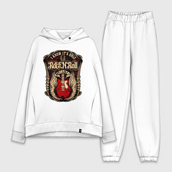 Женский костюм оверсайз Гитара и крылья РОК, цвет: белый