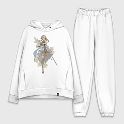 Женский костюм оверсайз Люмин с цветами, цвет: белый