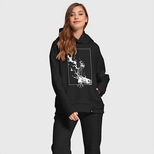 Женский костюм оверсайз Черный Аста Чёрный клевер / Черный – фото 2