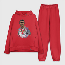 Женский костюм оверсайз Cristiano Ronaldo Manchester United Portugal, цвет: красный
