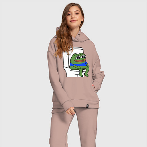Женский костюм оверсайз Лягушонок пепе / Пыльно-розовый – фото 2