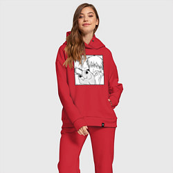 Женский костюм оверсайз Человек — бензопила, цвет: красный — фото 2