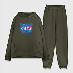Женский костюм оверсайз Cats NASA, цвет: хаки
