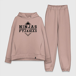 Женский костюм оверсайз Ninjas In Pyjamas цвета пыльно-розовый — фото 1