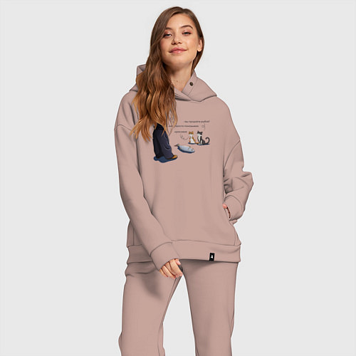 Женский костюм оверсайз Вы продаете рыбов? / Пыльно-розовый – фото 2