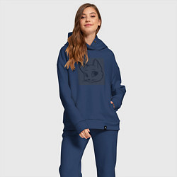 Женский костюм оверсайз Cat illusion, цвет: тёмно-синий — фото 2