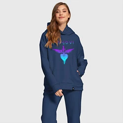 Женский костюм оверсайз BON JOVI NEON LOGO HEART, цвет: тёмно-синий — фото 2