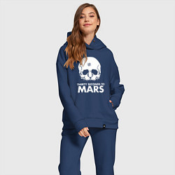 Женский костюм оверсайз 30 Seconds to Mars белый череп, цвет: тёмно-синий — фото 2