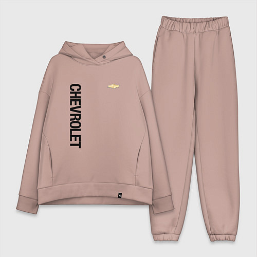 Женский костюм оверсайз Шевроле Логотип / Пыльно-розовый – фото 1