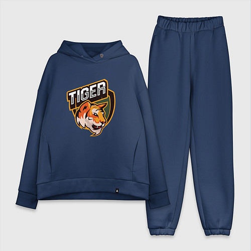 Женский костюм оверсайз Тигр Tiger логотип / Тёмно-синий – фото 1