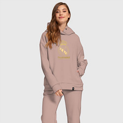 Женский костюм оверсайз Real Madrid gold logo, цвет: пыльно-розовый — фото 2