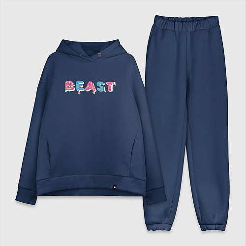 Женский костюм оверсайз Mr Beast - Art 1 / Тёмно-синий – фото 1