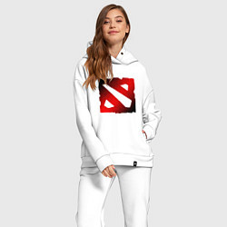 Женский костюм оверсайз ЧЁРНО КРАСНОЕ ЛОГО ДОТА 2 DOTA 2 LOGO, цвет: белый — фото 2