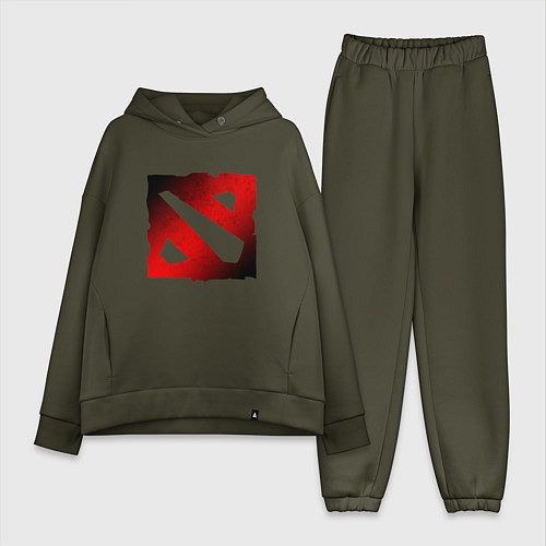 Женский костюм оверсайз ЧЁРНО КРАСНОЕ ЛОГО ДОТА 2 DOTA 2 LOGO / Хаки – фото 1