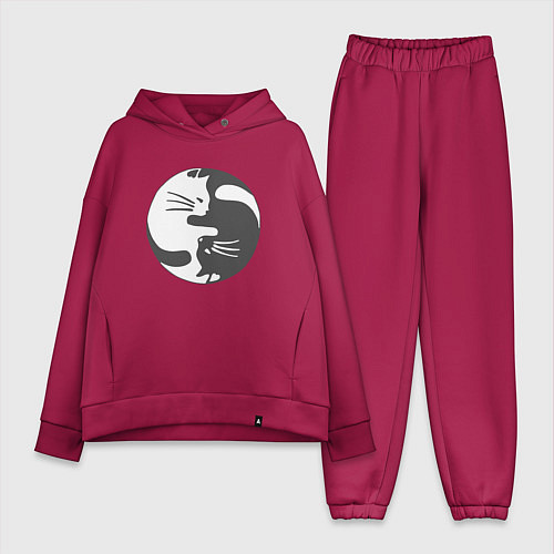 Женский костюм оверсайз Коты инь янь 01 / Маджента – фото 1