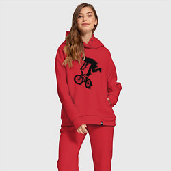 Женский костюм оверсайз ВЕЛОСПОРТ BMX Racing ВЕЛОСИПЕДИСТ, цвет: красный — фото 2