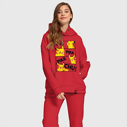 Женский костюм оверсайз Пика Пика Пикачу Pikachu, цвет: красный — фото 2