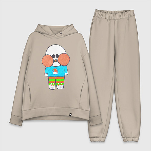 Женский костюм оверсайз Лалафанфан Бумажная Уточка / Миндальный – фото 1