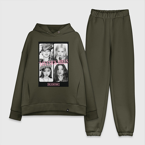 Женский костюм оверсайз Blackpink K-pop / Хаки – фото 1
