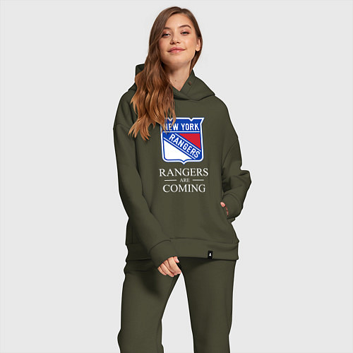 Женский костюм оверсайз Rangers are coming, Нью Йорк Рейнджерс, New York R / Хаки – фото 2