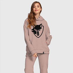 Женский костюм оверсайз Wolf Emblem, цвет: пыльно-розовый — фото 2