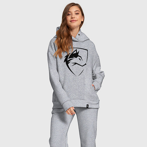 Женский костюм оверсайз Wolf Emblem Jaw / Меланж – фото 2